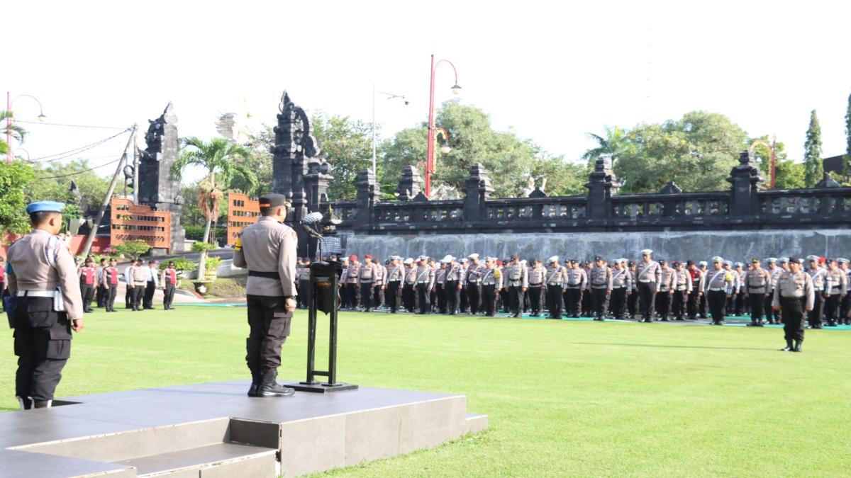 Polres Gianyar Gelar Apel Kesiapan Pasukan untuk Pengamanan Hari Raya Nyepi Tahun Saka 1947
